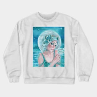 Luna moon goddess mermaid art by Renee Lavoie Crewneck Sweatshirt